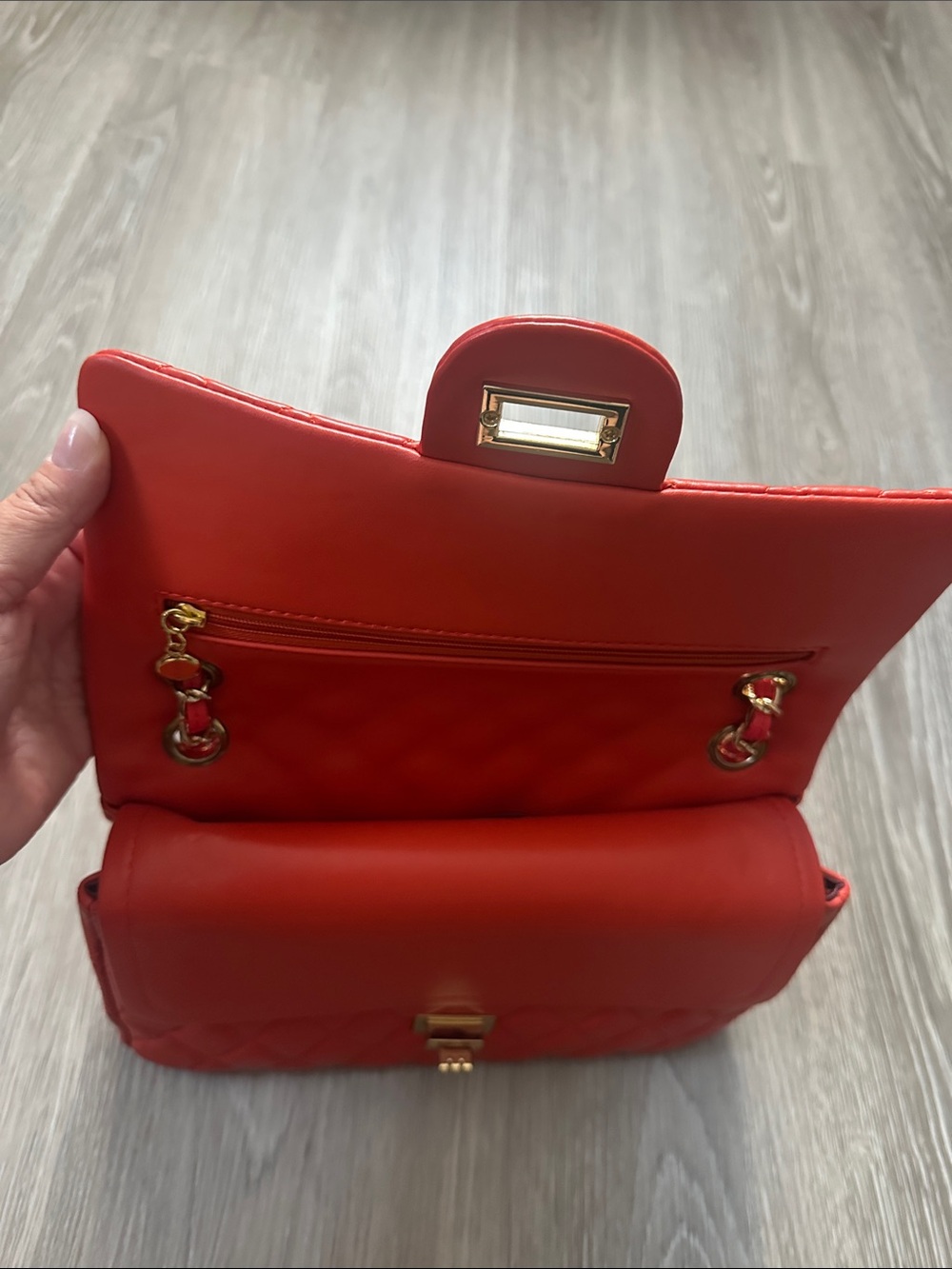 Orange Quilted Leather Bag - Picture 3 of 5